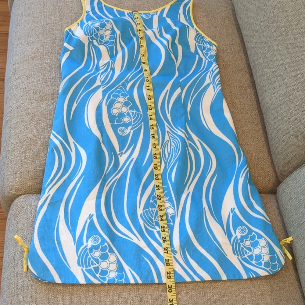 Lilly Pulitzer Delia Shift Resort White, Blue & Yellow Joe Fish Dress size 4 - Picture 12 of 16
